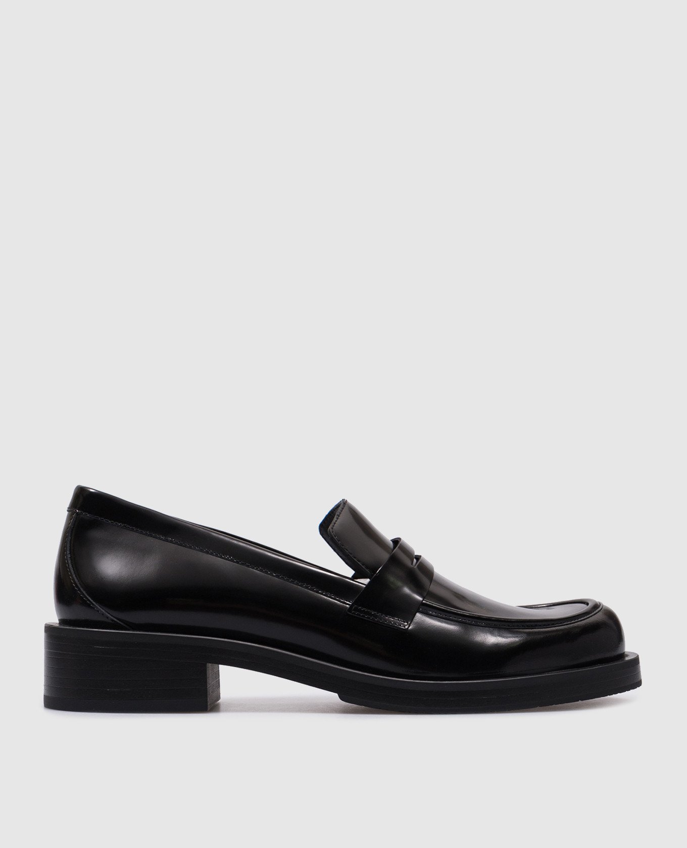 Black glossy leather Palmer loafers