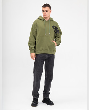 Off-White Зеленые худи с фактурным логотипом OMBB085F24FLE00L