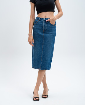 Alexander Wang Синя джинсова спідниця міді з патчем логотипа 4DC3245459