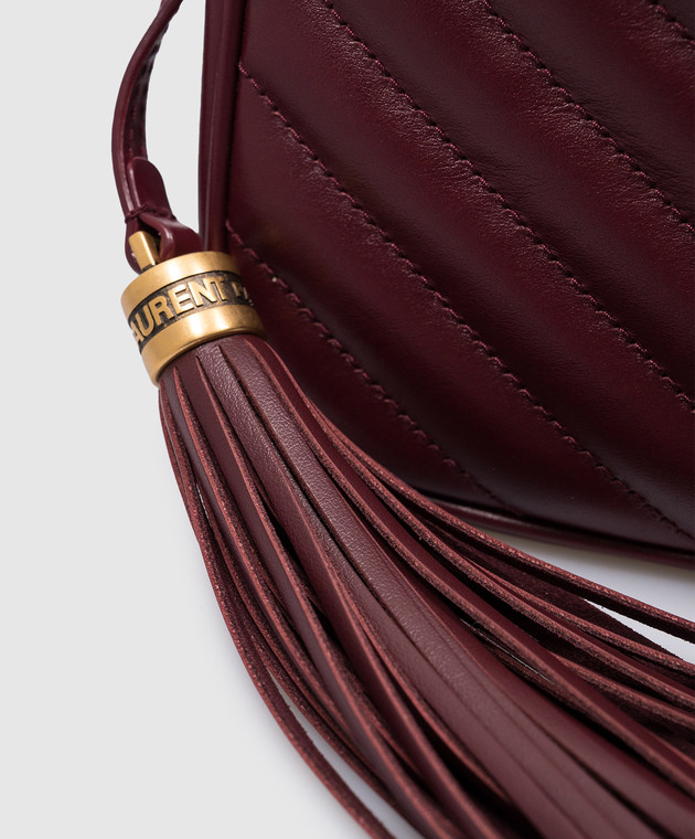 Saint Laurent Бордовая кожаная сумка кросс-боди LOU с металлическим логотипом YSL 761554DV707 изображение 4