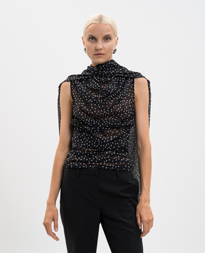 Magda Butrym Черная блуза из шелка в горох BLOUSE10244725