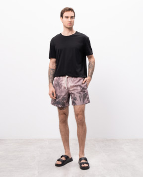 Palm Angels Коричневые шорты для плавания с принтом Sunset Palm PMFD012S25FAB002