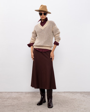 Brunello Cucinelli Коричнева спідниця міді з вовною MB143G3634