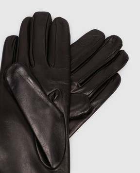 Sermoneta Gloves Чорні шкіряні рукавички з ремінцем B304BT