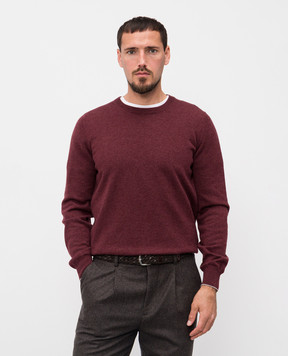 Brunello Cucinelli Бордовий джемпер з кашеміру M2200100