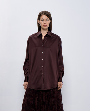 Ermanno Scervino Коричнева блуза із шовку з кристалами D452K717OEL
