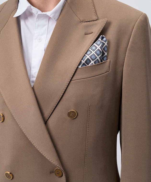 Brunello Cucinelli Серый платок-паше из шелка в геометрический узор MV8980091 изображение 2