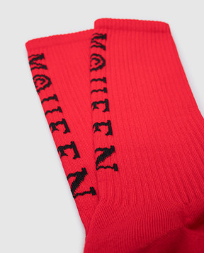 Alexander McQueen Червоні шкарпетки з візерунком логотипа 8375084720Q