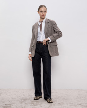 Brunello Cucinelli Коричнева футболка з кашеміром та шовком з люрексом M41810000