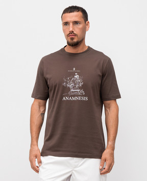 Brunello Cucinelli Коричнева футболка з принтом M0B138485