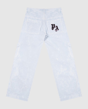 Palm Angels Дитячі блакитні джинси карго з нашивкою логотипа PGCF004S25FAB00212+