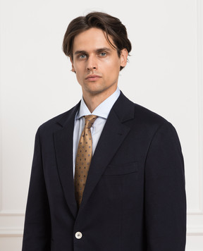 Brunello Cucinelli Коричневый галстук из шелка с геометрическим узором. MM8910018