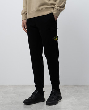 Stone Island Чорні штани джогери з патчем логотипа K1S156200011S0051