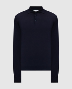 Brunello Cucinelli Синее поло из шерсти и кашемира M2400295