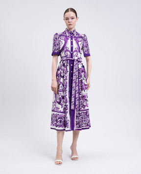 Dolce&Gabbana Біла сукня-сорочка міді в принт F6JFNTFI5JP