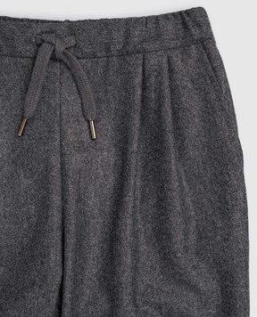 Brunello Cucinelli Детские серые брюки из шерсти с отворотами B038PP113C