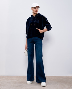 Twinset Сині джинси кльош з вишивкою логотипа 242TP2571