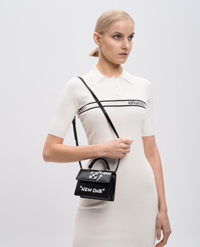 Off-White Черная кожаная сумка-мессенджер с принтом Jitney OWNP063C99LEA002