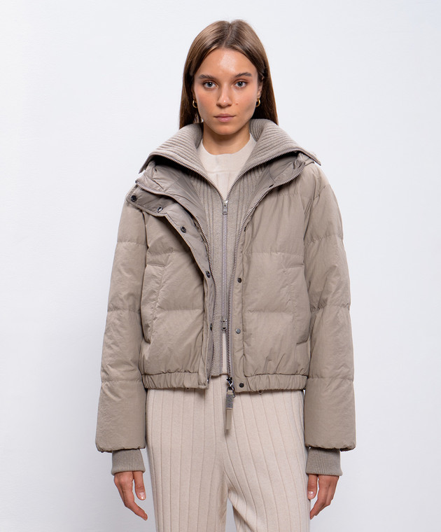 Brunello Cucinelli Бежевая пуховая куртка с планкой из кашемира MD5997859 изображение 3