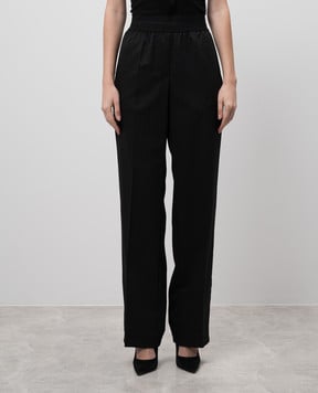 Helmut Lang Чорні штани з вовною у візерунок монограми логотипа O10HW202