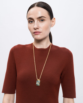 House of Fou Золотистий ланцюжок Evil Eye Ocean з позолотою 22 карат MONUEVILEYEPENDANT