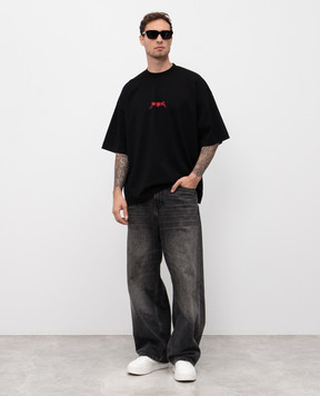 Vetements Черная футболка с принтом логотипа UH76TR600B