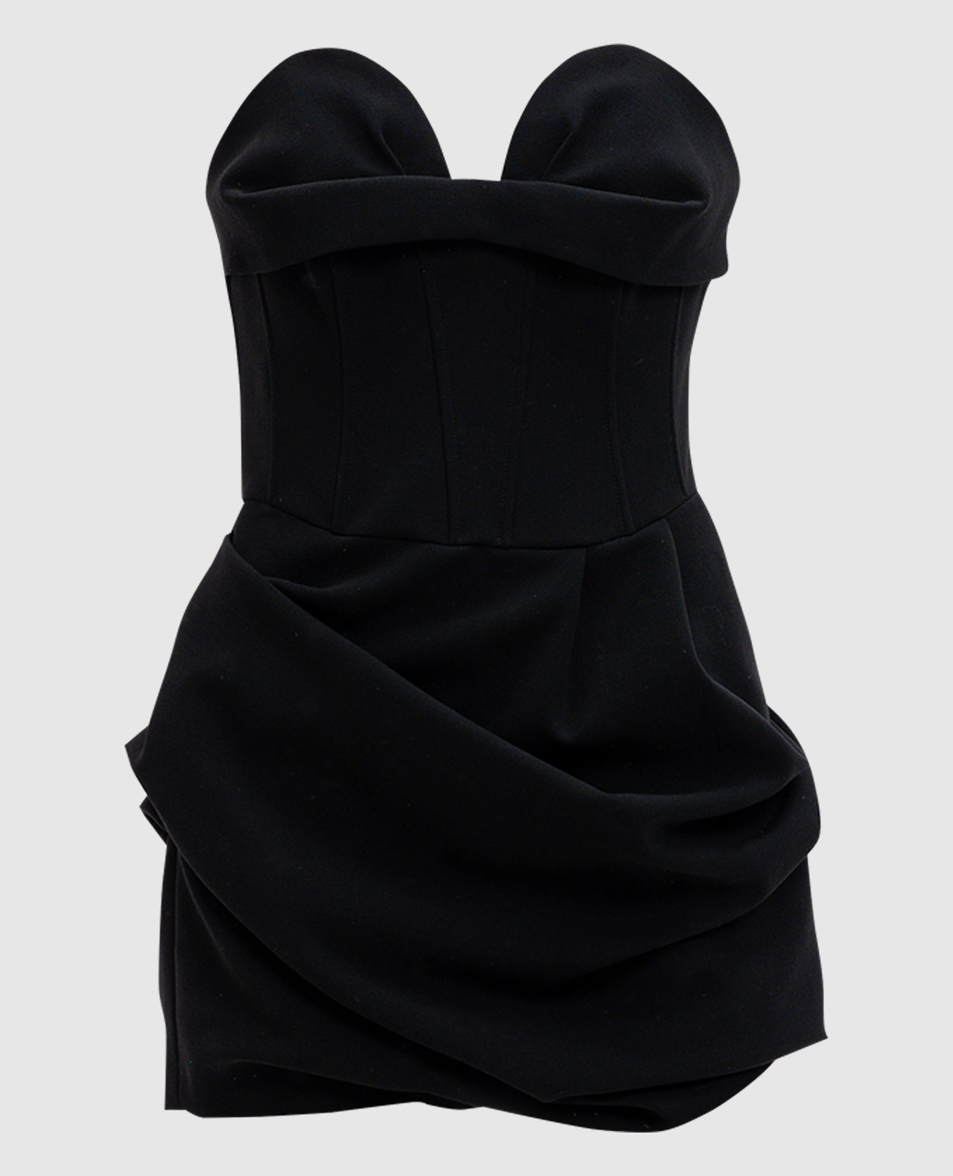 

Черное платье-бюстье из шерсти с драпировкой, Черный, Коктейльные платья