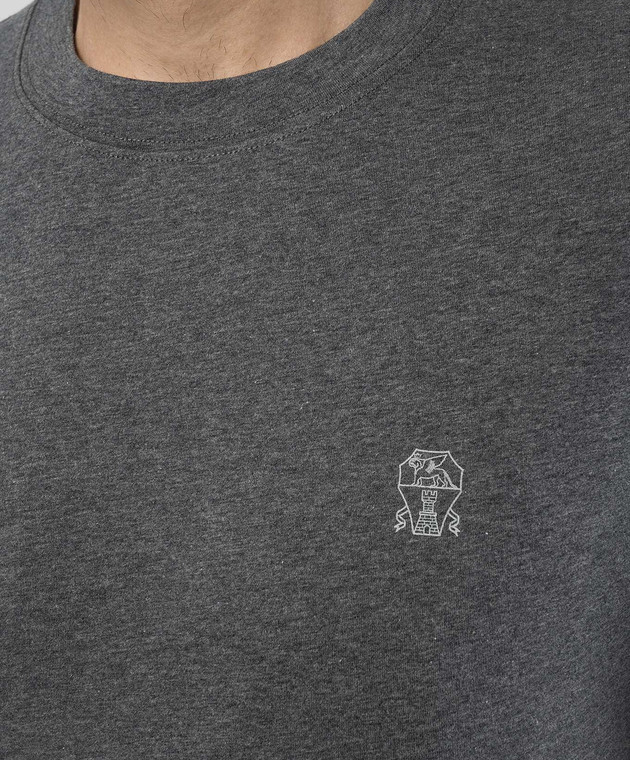 Brunello Cucinelli Серая меланжевая футболка с эмблемой логотипа M0B138440 изображение 5