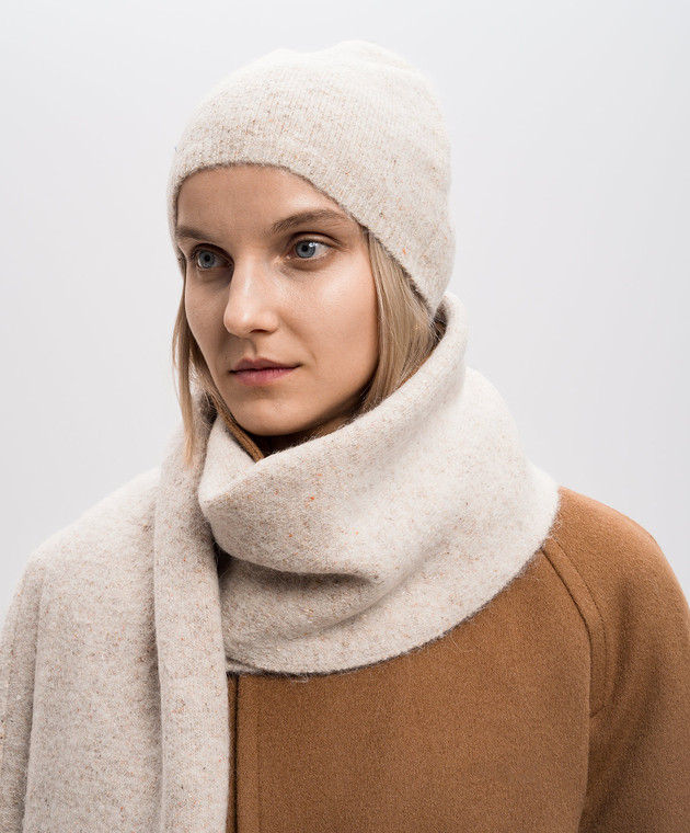 JOSEPH Бежевая шапка с шерстью и шелком JF008812 изображение 2