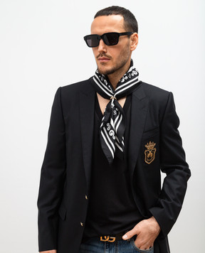 Dolce&Gabbana Черный платок из шелка с принтом логотипа GQ348EG0WT4