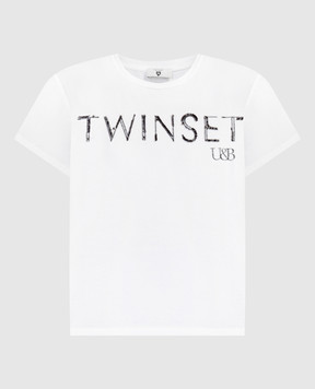 Twinset Біла футболка з вишивкою логотипа 241LM2DBB