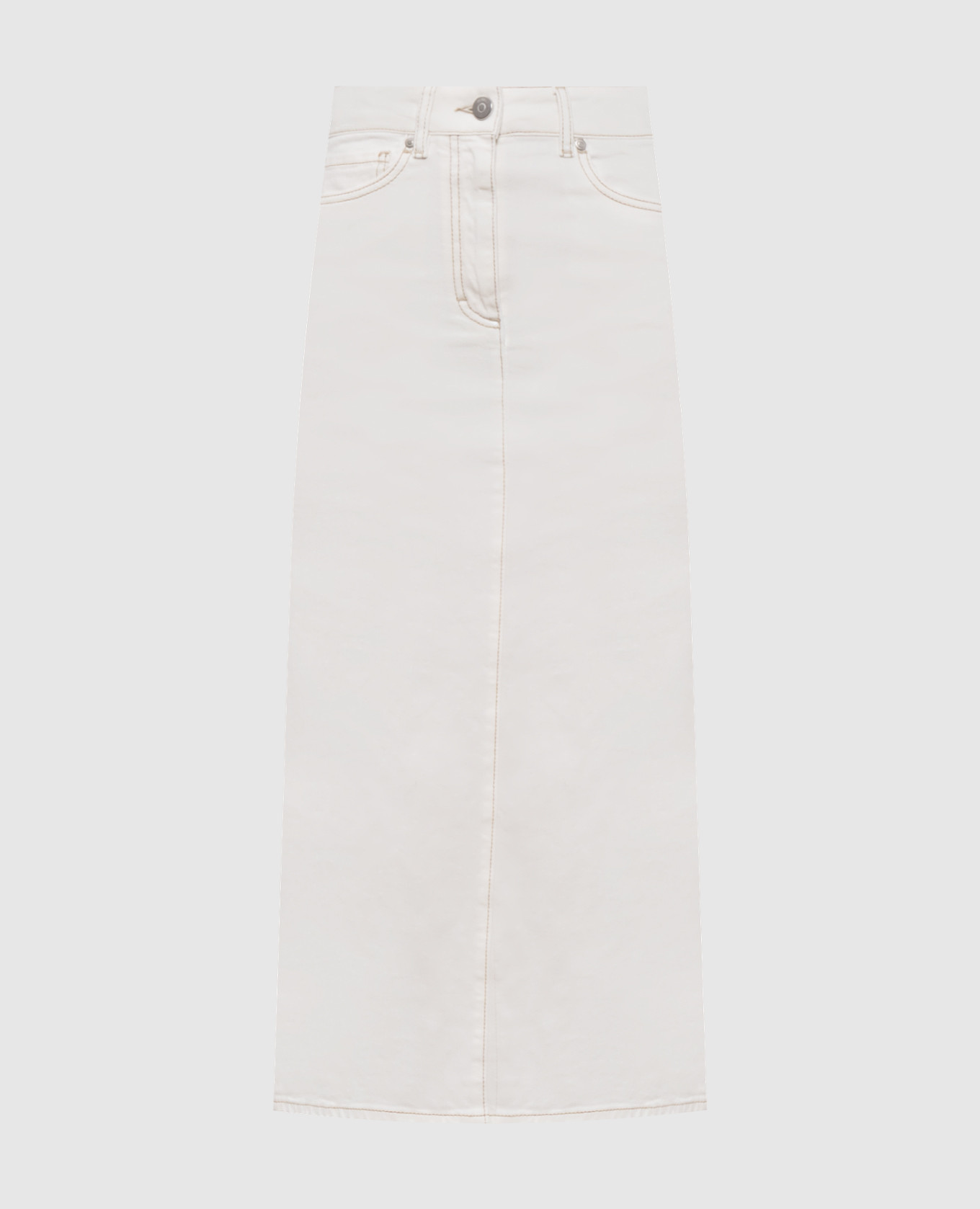 

Белая юбка миди с логотипом, Белый, Юбки прямые