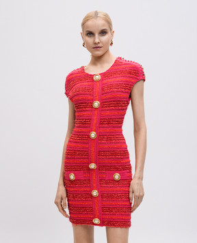 Balmain Рожева сукня міні з люрексом EF0R6140KI46