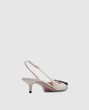 Valentino Бежевые кожаные босоножки с металлической эмблемой логотипа VLogo Signature 6W2S0LL3YEA