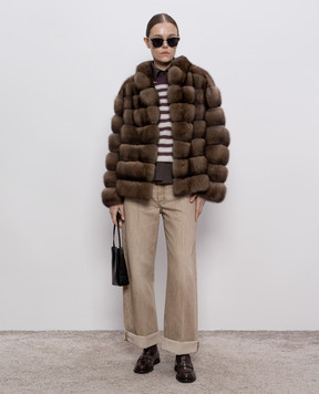 Brunello Cucinelli Бежевий джемпер з кашеміру в смужку M12205920P