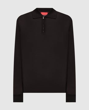 ISAIA Коричневе поло з вовни з вишивкою MG8020YP005