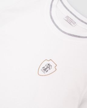 Brunello Cucinelli Дитяча біла футболка з емблемою логотипа B0T81T442B
