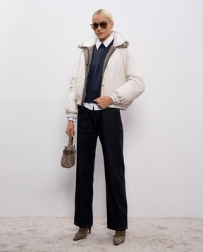 Brunello Cucinelli Коричневая двухсторонняя пуховая куртка с шерстью с мехом MG5297744