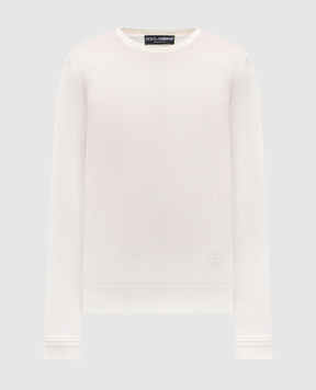 Dolce&Gabbana Бежевий джемпер із шовку з вишивкою монограми логотипа DG GXX02ZJBSLV