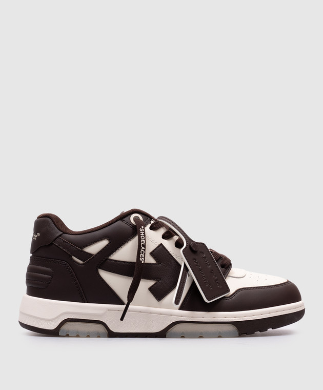 Off-White - Коричневые кожаные кроссовки Out OF Office