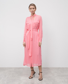 Twinset Розовое медное платье-рубашка в узор 251TP2260