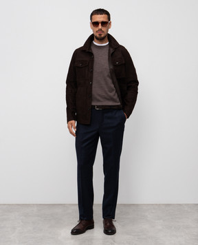 ISAIA Коричневая куртка с нубуком в стиле рубашки LU0133PLW61