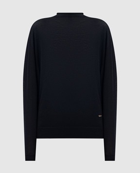 Tom Ford Чорний светр з кашеміру і шовку з логотипом MAK1396YAX938