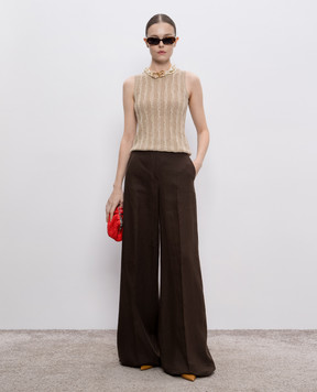 Max Mara Бежевый топ VENUSIA из льна в узор. VENUSIA