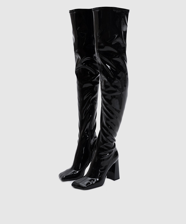 Babe Pay Pls Черные лакированные ботфорты 60190158120ST221 изображение 2