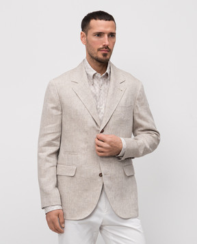 Brunello Cucinelli Бежевый пиджак из льна MB4307BTD1