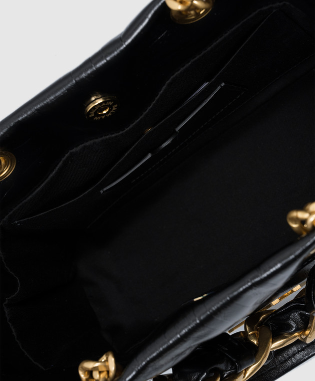 Balmain Черная ширяная сумка-тоут Cabas 1945 с тиснением узора монограммы логотипа PB DN1FD871LETF изображение 4