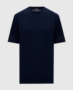Kiton Синя футболка з тканим візерунком UMK0460