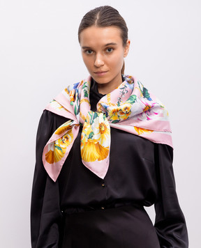 Dolce&Gabbana Розовый платок из шелка в цветочный принт. FN090RGDCUR
