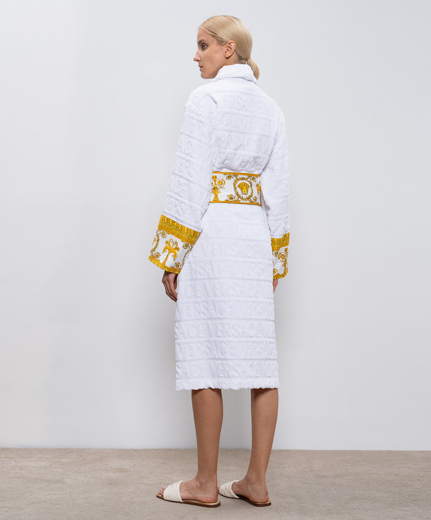 Versace Белый халат в узор Versace Allover с принтом Barocco ZACJ00008ZCOSP052 изображение 3